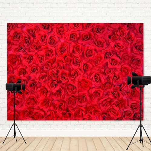 10x8ft Red Rose Backdrop Rose Flower Wall Background for Photography Valentines Day Backdrop Valentines Banner, alternate