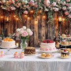 10X8ft Rustic Wooden Floral Wedding Backdrop Pink Roses Farmhouse Photography Background Vintage Style Decor for, alternate