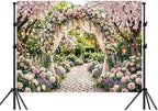 10X8ft Spring Floral Arch Backdrop, Romantic Garden Wedding Blossom Tree Scenery Photography Background for, alternate view 5