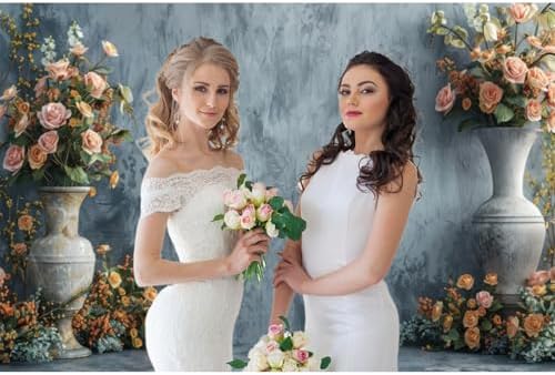 10x8ft Vinyl Retro Vase Wall Backdrop Photography Old Style Flowers Rose Vintage Medieval Weeding Ceremony, alternate view 2