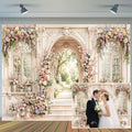 10X8ft Wedding Backdrop Floral Arch Garden Window Photography Background Romantic Pink Flowers Bridal Shower