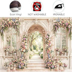 10X8ft Wedding Backdrop Floral Arch Garden Window Photography Background Romantic Pink Flowers Bridal Shower, alternate view