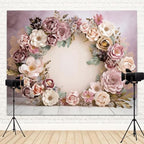10x8ft Wedding Backdrop Purple Pink Floral Theme Photography Background White Flower Garland Green Leaves Bridal, alternate