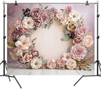 10x8ft Wedding Backdrop Purple Pink Floral Theme Photography Background White Flower Garland Green Leaves Bridal, alternate