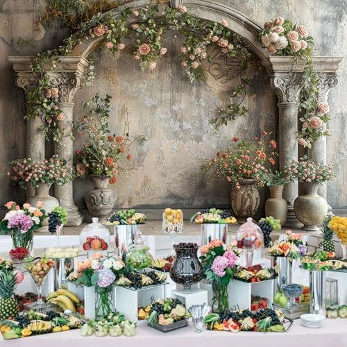 10x8ft Wedding Flowers Wall Backdrop Photography Vintage European Palace Victoria Wall Floral Background for, alternate view