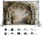 10x8ft Wedding Flowers Wall Backdrop Photography Vintage European Palace Victoria Wall Floral Background for, alternate view