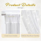 10x8ft White Tulle Backdrop Curtain with Lights String for Parites, Sheer Photo Backdrop Curtains with Lights, alternate view