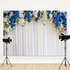 10x8ft White Wedding Backdrop White Blue Floral Flowers Photography Background Bride Groom Ceremony Party Bridal, alternate