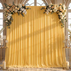 10x8FT Yellow Backdrop Curtains for Wedding Parties, Ultra Drapey & Silky Drapes for Backdrop Skin-Friendly &