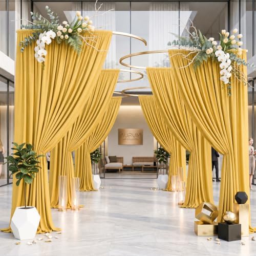 10x8FT Yellow Backdrop Curtains for Wedding Parties, Ultra Drapey & Silky Drapes for Backdrop Skin-Friendly &, alternate view
