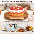 11.4 Inch Acacia Wood Rotating Cake Turntable with Smooth 360° Rotation for Cake Decorating, Serving Cakes, alternate view 4