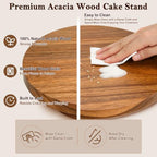 11.4 Inch Acacia Wood Rotating Cake Turntable with Smooth 360° Rotation for Cake Decorating, Serving Cakes, alternate view 5