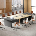 11.5 ft Conference Table for 12 People, Large Meeting Table with Built-In Power Outlet, Cable Management &