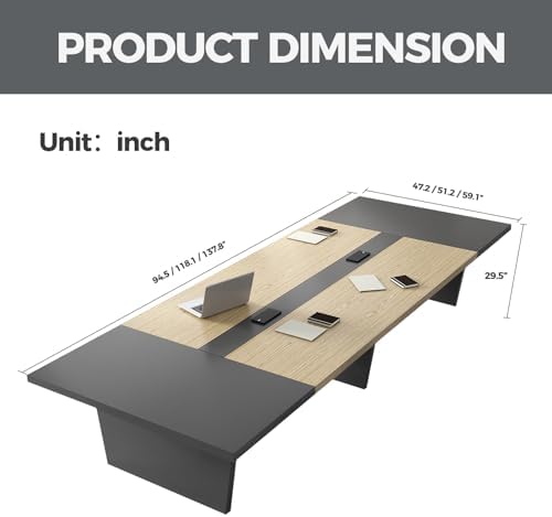 11.5 ft Conference Table for 12 People, Large Meeting Table with Built-In Power Outlet, Cable Management &, alternate view 2
