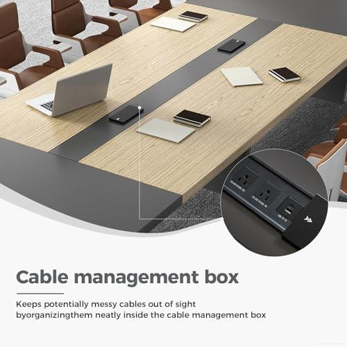 11.5 ft Conference Table for 12 People, Large Meeting Table with Built-In Power Outlet, Cable Management &, alternate view 3