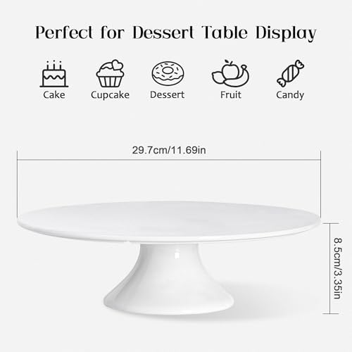 11.5 Inch White Cake Stands, Porcelain Cake Plate, Round Dessert Display, Cake Pedestal Stand, Cupcake Stand for, alternate