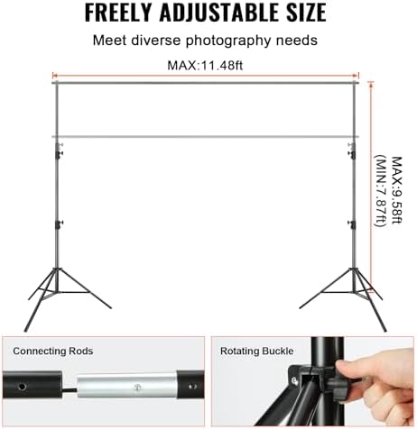 11.5 x 9.6 ft Heavy Duty Backdrop Stand, Height Adjustable Photography Backdrop Stand, Background Support System, alternate