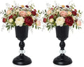 11.6 inches Metal Wedding Flower Trumpet Stripe Vases Table Centerpieces for Artificial Flower Arrangements for
