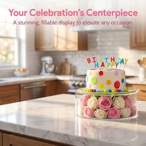11.8 Inch Clear Acrylic Cake Stand, Round Cylinder Display Riser Dessert Cupcake Holder with Hollow Bottom, alternate view 5