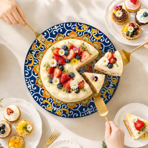 11.8 Inch Porcelain Cake Stand, Colorful Design, Regal Bloom in Regal Bloom, alternate view 2