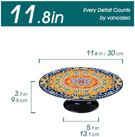 11.8 Inch Porcelain Cake Stand, Colorful Design, Regal Bloom in Regal Bloom, alternate view 3