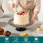 11.8 Inch Porcelain Cake Stand, Colorful Design, Regal Bloom in Regal Bloom, alternate view 5