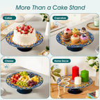 11.8 Inch Porcelain Cake Stand, Colorful Design, Regal Bloom in Regal Bloom, alternate view 7