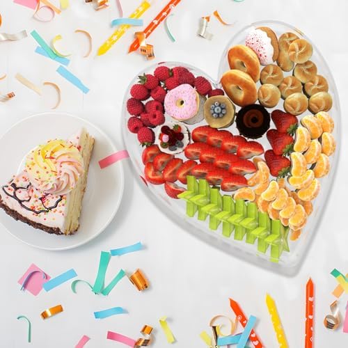 11" Acrylic Heart Shaped Charcuterie Board, Heart Plates for Dessert Appetizer Display, Love Serving Tray for, alternate view