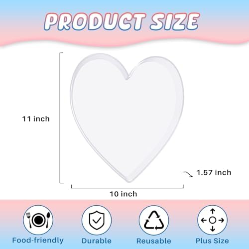 11" Acrylic Heart Shaped Charcuterie Board, Heart Plates for Dessert Appetizer Display, Love Serving Tray for, alternate view