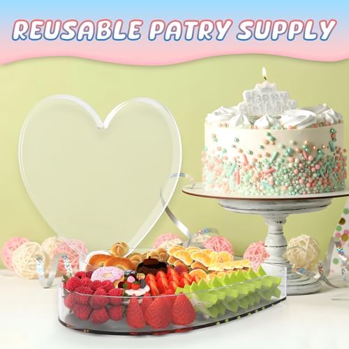 11" Acrylic Heart Shaped Charcuterie Board, Heart Plates for Dessert Appetizer Display, Love Serving Tray for, alternate view