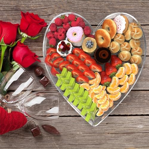 11" Acrylic Heart Shaped Charcuterie Board, Heart Plates for Dessert Appetizer Display, Love Serving Tray for, alternate view