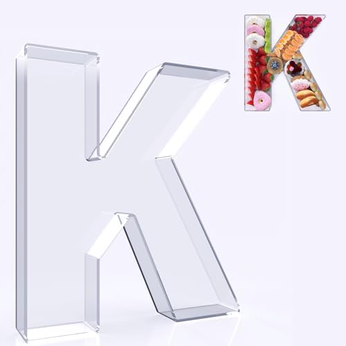 11" Acrylic Letter Charcuterie Box, Reusable Fillable Alphabet Number Shaped Form Tray for Birthday
