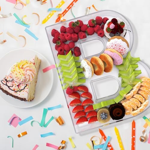 11" Acrylic Letter Charcuterie Box, Reusable Fillable Alphabet Number Shaped Form Tray for Birthday, alternate view 2