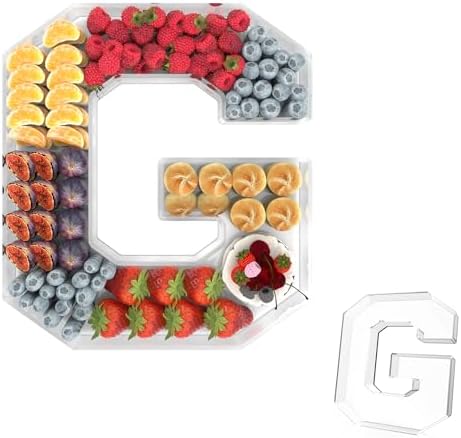 11" Acrylic Letter Charcuterie Tray, Fillable Alphabet & Number Box(Letter G) in 11" in Letter G