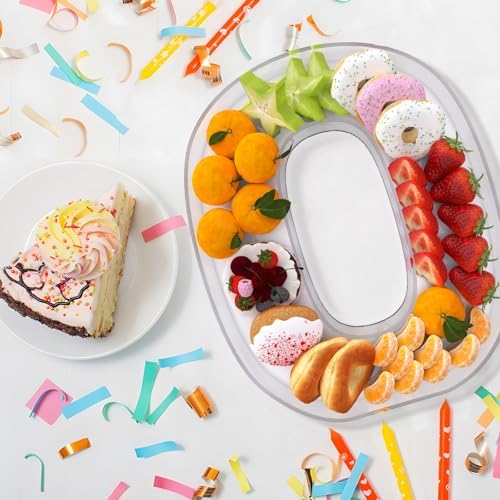 11" Acrylic Number Charcuterie Board Box, Reusable Fillable Number Cake Candy Dish Display Serving Tray for, alternate view 2