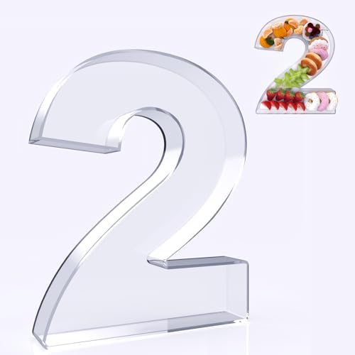 11" Acrylic Number Charcuterie Board Box, Reusable Fillable Number Cake Candy Dish Display Serving Tray for
