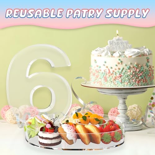 11" Acrylic Number Charcuterie Board Box, Reusable Fillable Number Cake Candy Dish Display Serving Tray for, alternate view 5