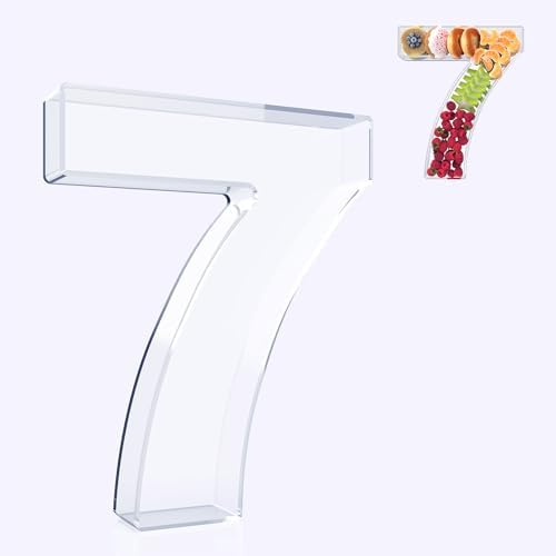11" Acrylic Number Charcuterie Board Box, Reusable Fillable Number Cake Candy Dish Display Serving Tray for