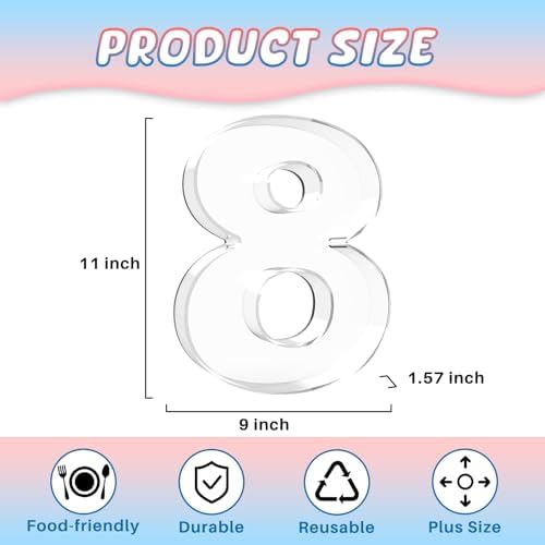 11" Acrylic Number Charcuterie Board Box, Reusable Fillable Number Cake Candy Dish Display Serving Tray for, alternate view 3