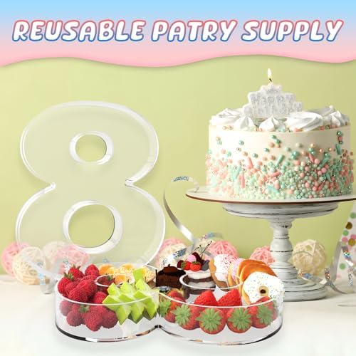 11" Acrylic Number Charcuterie Board Box, Reusable Fillable Number Cake Candy Dish Display Serving Tray for, alternate view 5