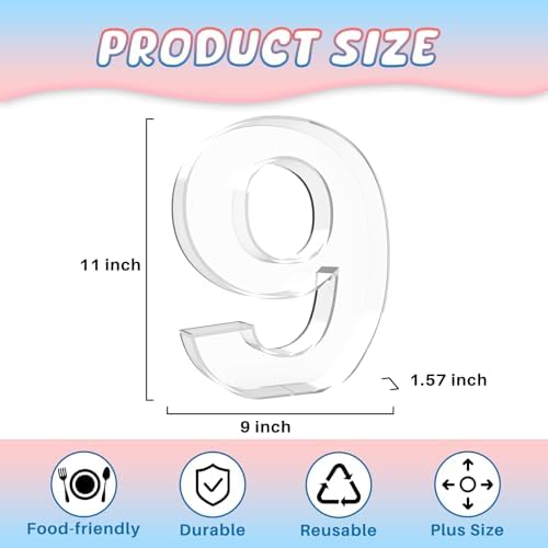 11" Acrylic Number Charcuterie Board Box, Reusable Fillable Number Cake Candy Dish Display Serving Tray for, alternate view 3