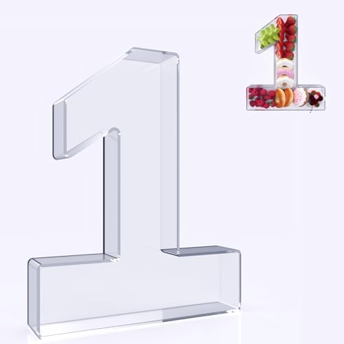 11" Acrylic Number Charcuterie Box, Reusable Fillable Alphabet Number Shaped Form Tray for Birthday