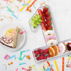 11" Acrylic Number Charcuterie Box, Reusable Fillable Alphabet Number Shaped Form Tray for Birthday, alternate view 2