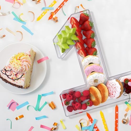 11" Acrylic Number Charcuterie Box, Reusable Fillable Alphabet Number Shaped Form Tray for Birthday, alternate view 2