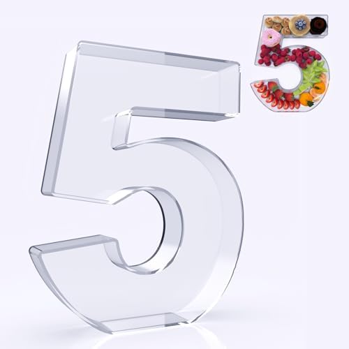 11" Acrylic Number Charcuterie Box, Reusable Fillable Alphabet Number Shaped Form Tray for Birthday