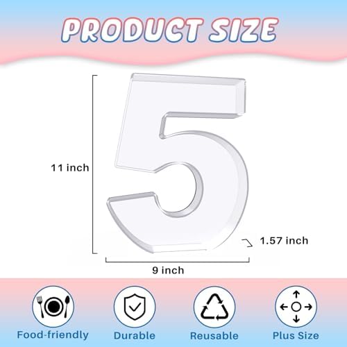 11" Acrylic Number Charcuterie Box, Reusable Fillable Alphabet Number Shaped Form Tray for Birthday, alternate view 3