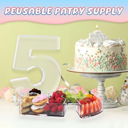 11" Acrylic Number Charcuterie Box, Reusable Fillable Alphabet Number Shaped Form Tray for Birthday, alternate view 5
