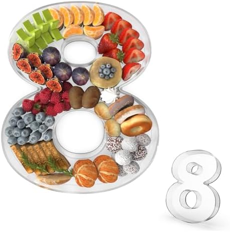 11" Acrylic Number Charcuterie Tray, Fillable Number Charcuterie Box for Food, Reusable Serving Cake Candy Dish