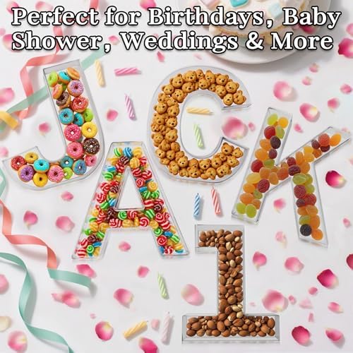 11" Clear Acrylic Letter & Number Charcuterie Tray-Reusable Fillable Alphabet Box for Displaying Candy, Cake, alternate view