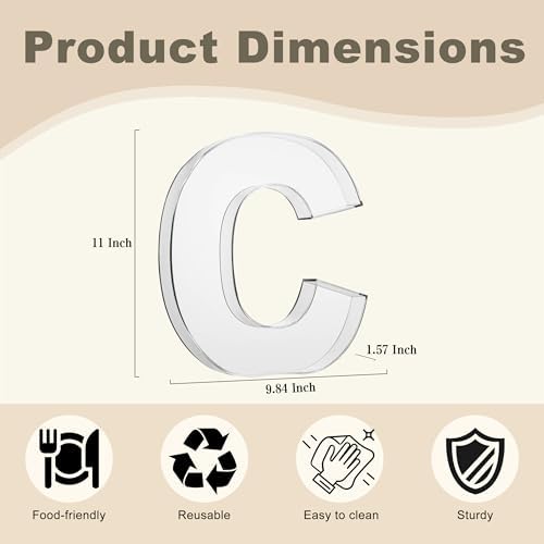 11" Clear Acrylic Letter & Number Charcuterie Tray-Reusable Fillable Alphabet Box for Displaying Candy, Cake, alternate view